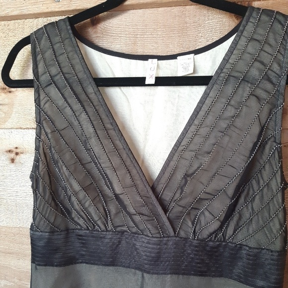 Ivory Dress with Sheer Black Overlay - Picture 3 of 5